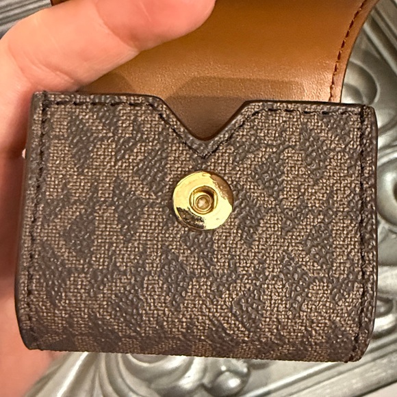 Michael Kors Brown and Tan Leather Logo Keychain Coin Pouch - Picture 9 of 11